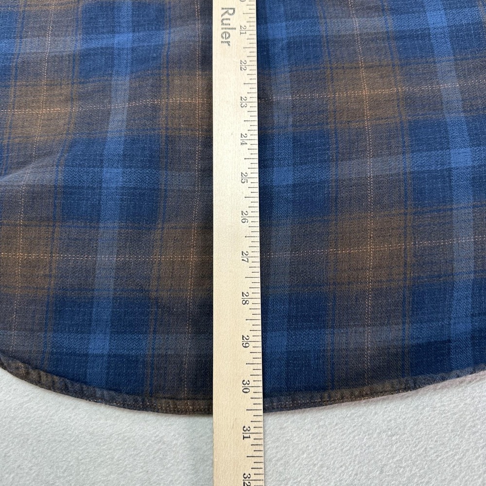 Cabela's Shirt Mens XL Blue Plaid Flannel Button Up Elbow Patches Workwear - Picture 10 of 10